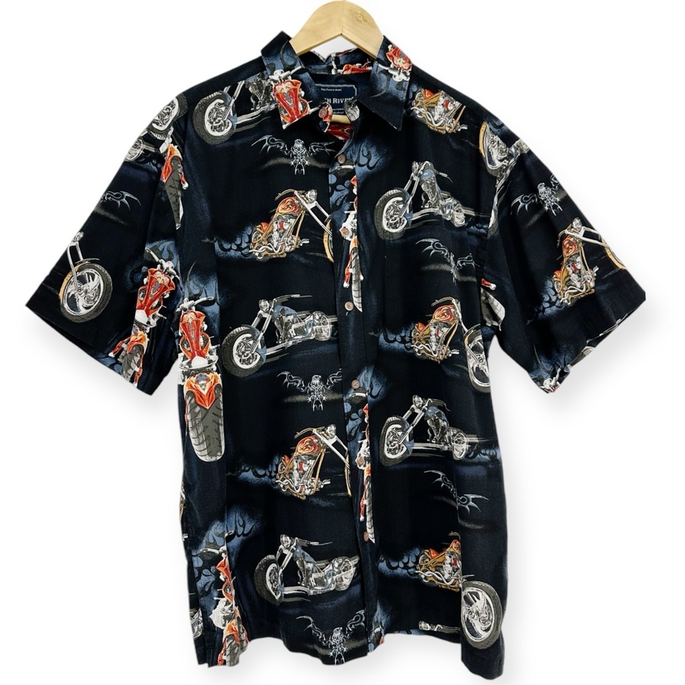 NORTH RIVER Vintage Biker‎ Hawaiian Shirt size L
